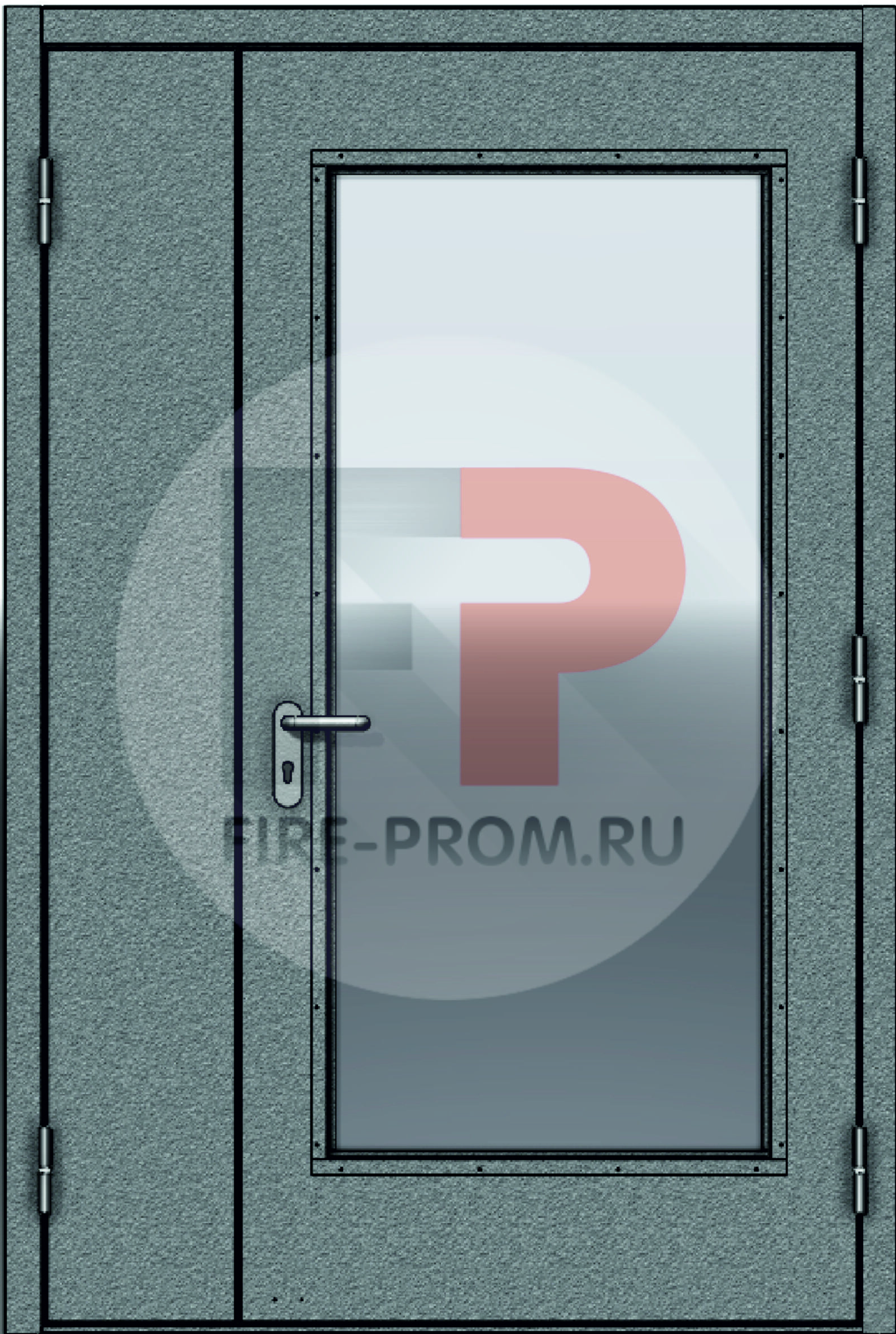 Дверь противопожарная двухстворчатая с остеклением более 25% EIS30 — фото 1